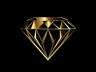 Golden diamond geometric icon
