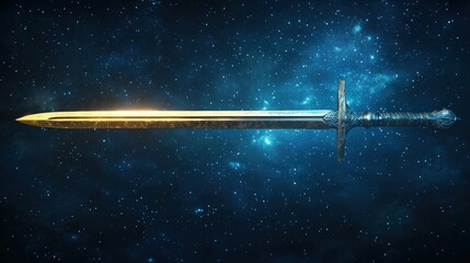 Golden sword in space