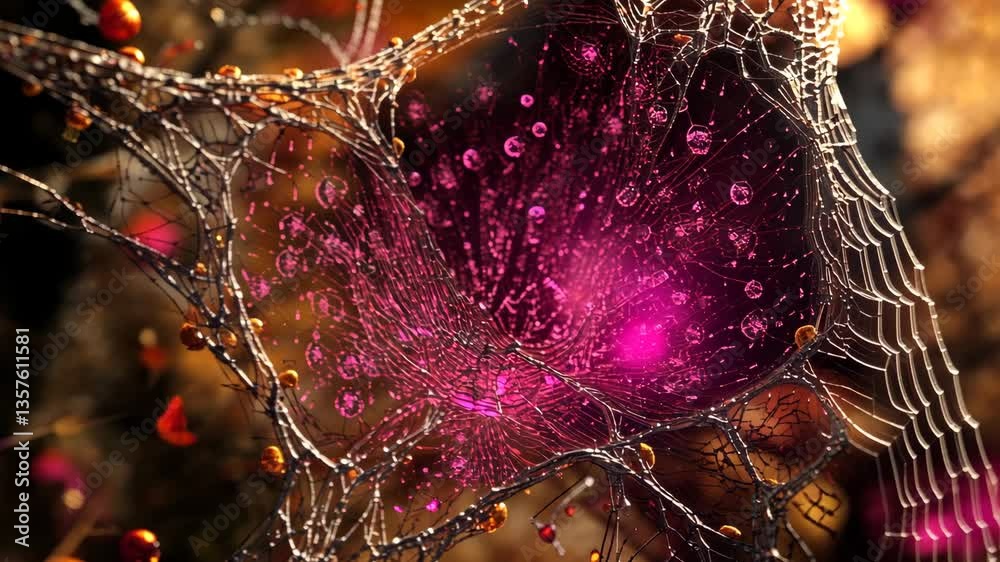 Poster intricate network design displays a colorful web of connections generative ai