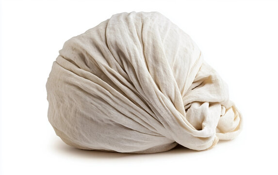 Traditional White Ceremonial Turban of Mandaean Priests Isolated On White Background.