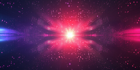 Pink radiant burst with glowing sparkles