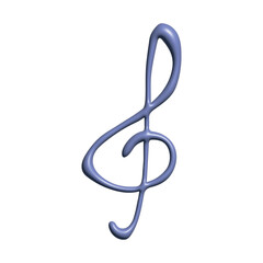 Obraz premium 3d treble clef . Hand drawn musical symbol. Single element for print, web, design, decor, logo