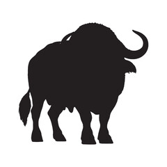Buffalo Silhouette Vector - Artistic and Simple Grassland Mammal Clipart for Conservation and Wildlife Campaigns - Buffalo Vector - Buffalo Icon - Buffalo Illustration

