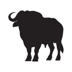 Buffalo Silhouette Vector - Professional and High-Quality Safari Animal Graphic for Nature and Wildlife Enthusiasts - Buffalo Vector - Buffalo Icon - Buffalo Illustration

