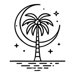 islamic tree coconut ramadan outline
