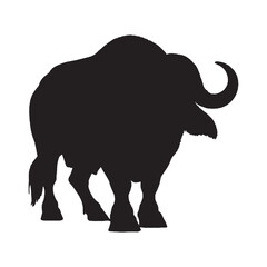 Buffalo Silhouette Vector - Elegant and Timeless Grassland Mammal Graphic for Wildlife and Nature-Themed Artwork - Buffalo Vector - Buffalo Icon - Buffalo Illustration

