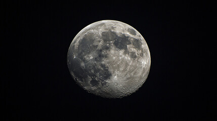 Obraz premium Close up view of a beautiful full moon in the night sky dark gray lunar