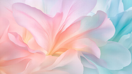 Fototapeta premium Abstract pastel wallpaper with pale pink and pale blue gladiolus petals.