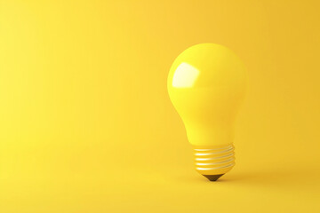 Glowing light bulb icon on yellow background
