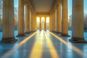 Majestic Columns Under Golden Sunlight