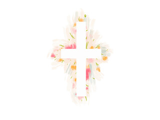 vector Watercolor Easter cross clipart. Floral crosses illustration