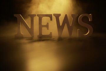 NEWS Headline in Golden Light - Breaking Information and Updates Concept
