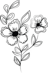 Flower branch with leaves isolated vector background