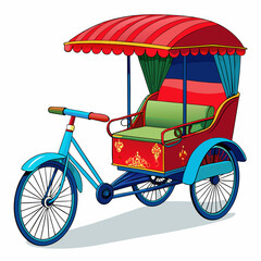 vector illustration of a traditional cycle rickshaw