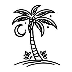 islamic tree coconut ramadan outline
