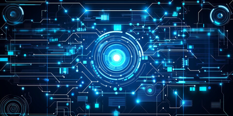 Futuristic blue circular tech interface
