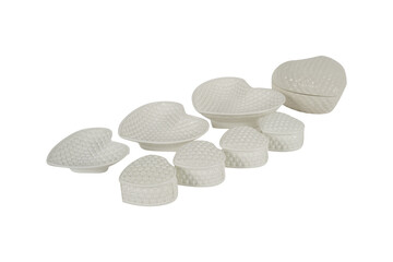 white pills isolated on white  White Silicone Heart