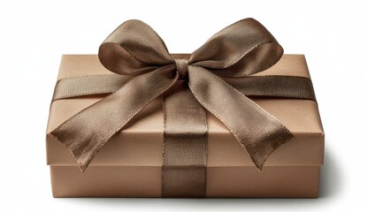 Brown Kraft Gift Box with Gold Glitter Ribbon Bow