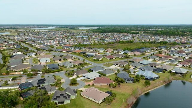 Aerial video of The Villages, in central Florida, USA. March 23, 2025. 