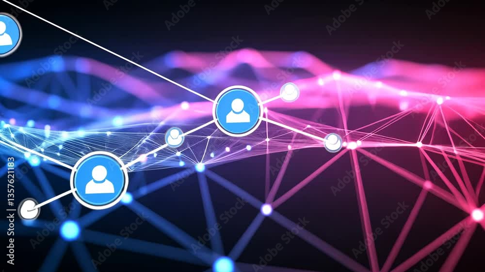 Poster futuristic network technology with abstract plexus design generative ai