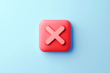 Obraz premium Red X icon on pastel blue background