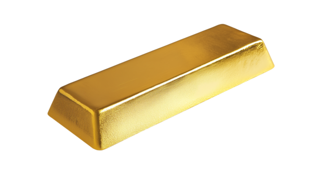 A Gold bar on a transparent background