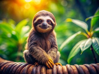 Fototapeta premium Minimalist Tropical Rainforest Animals: A Collection of Elegant Wildlife Portraits