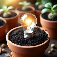 light bulb with plant