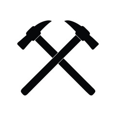 Hammer and sickle hammer and anvil with construction tools icons
