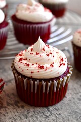 Close up of red velvet cupcake