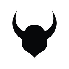 Red horned bull head illustration