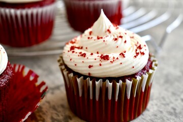 Close up of red velvet cupcake
