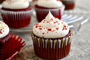 Close up of red velvet cupcake