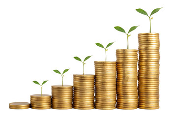 green plant growing from coins