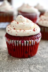Close up of red velvet cupcake