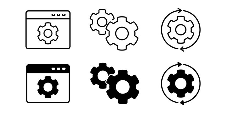 settings icon. gear icon set