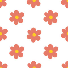 Flowers, seamless pattern, vector. Flowers pink and yellow on a white background.