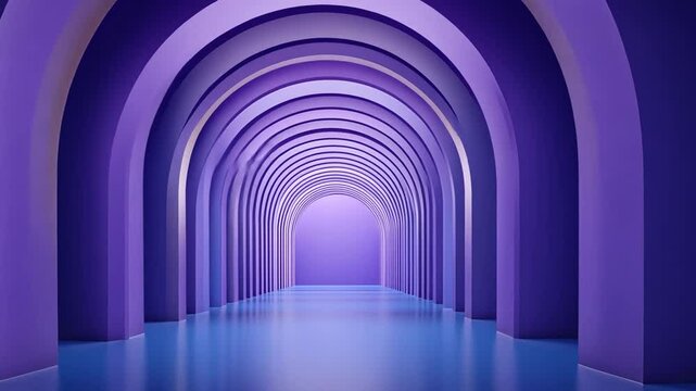 Abstract purple arches background with perspective view, modern architecture design