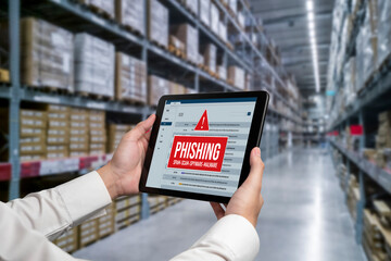 Cyber security software show alert of cyber attack for protection snugly. Danger from virus, phishing and cyber fraud.