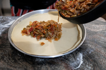 Filling fishpie with filling