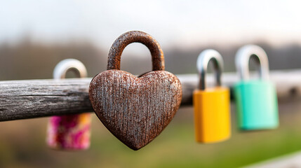 Rustic heart-shaped padlock