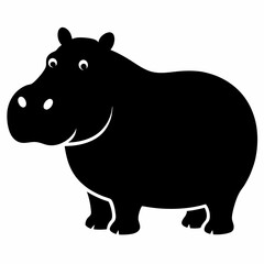 Hippopotamus vector Silhouette on white background