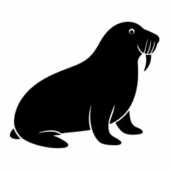 Fototapeta premium walrus vector Silhouette on white background