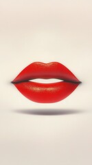 Obraz premium Red Lips for Minimalist Beauty, White Background.