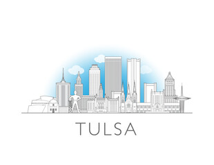 Fototapeta premium Tulsa cityscape illustration skyline drawing in Oklahoma