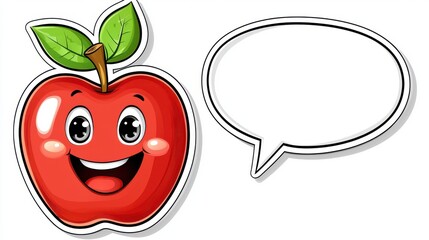 Kawaii candy sticker design featu a cheerful cartoon with a speech bubble for personalized text options.