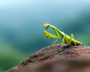 Praying Mantis on Mountain Rock.
