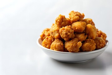 popcorn chicken on white background