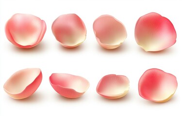 Fototapeta premium Pink Rose Petals Collection Isolated on White Background