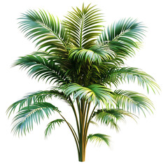 3D Indoor Palm Tree with Broad Fronds Isolated on Transparent Background